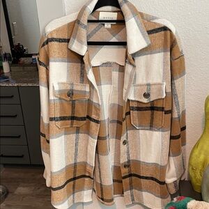 HYFVE Brown and White Plaid Shirt Jacket